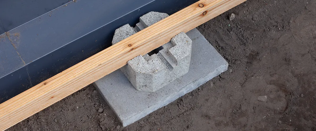 cement block and wood footings