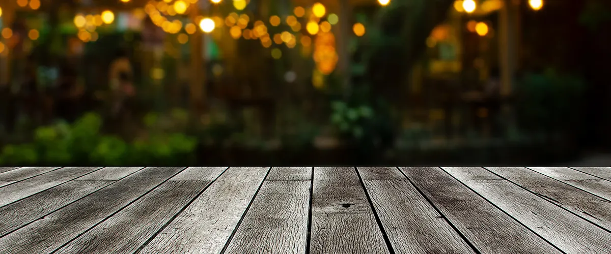 wooden deck and mini lights