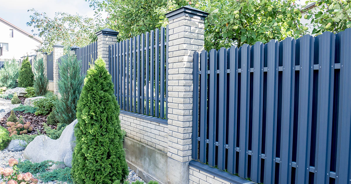 Blue yard fencing