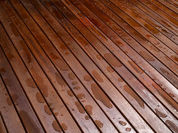 A deck made of mahogany wood