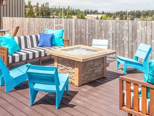 blue furniture deck